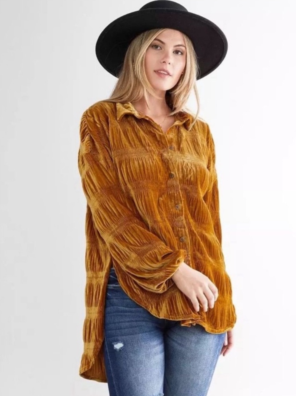 Free People My Best Velvet Top in Spiced Ginger - Size XL